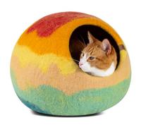 MEOWFIA Cave à Chat en Feutre - Lit Grotte Cosy Laine Mérinos, Fait à la Main - Maison pour Chats et Chatons (Taille L, Coucher de Soleil Tucson)