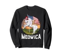 Meowica Cat Unicorn American Flag 4th of July Patriotic Sweatshirt