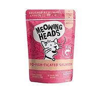Meowing Heads Nourriture Humide pour Chats - Saumon sachets Contenant 93% de Saumon Naturel sans arômes artificiels, Formule sans céréales (10 x 100 g)