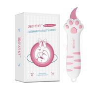MEOWKIT Cutter rétractable avec lame en acier inoxydable à revêtement antiadhésif et poignée ergonomique en forme de patte de chat, multifonction pour boîtes, enveloppes, lettres et bons (Rose)