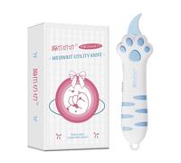 MEOWKIT Cutter rétractable avec lame en acier inoxydable à revêtement antiadhésif et poignée ergonomique en forme de patte de chat, multifonction pour boîtes, enveloppes, lettres et bons (Bleu)