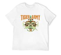 MEOWKIT Men's Casual Shirt Classic Hoody Tiger Army Band Logo Poster with Printed Pullover Hoodies Comfortable Fabrics to accompany You All Summer White XXL