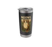 Meowl - Argot de jeu Funny Meow Cat Owl Brainrot Meme Gobelet isotherme en acier inoxydable double paroi