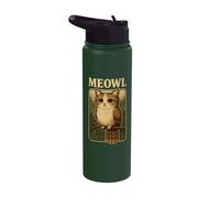 Meowl - Argot de jeu Funny Meow Cat Owl Brainrot Meme Stainless Steel Insulated Water Bottle