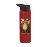 Meowl - Argot de jeu Funny Meow Cat Owl Brainrot Meme Stainless Steel Insulated Water Bottle
