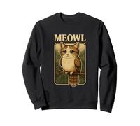 Meowl - Funny Meow Cat Owl Brainrot Meme Teen Kids Gaming Sweatshirt