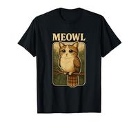 Meowl - Funny Meow Cat Owl Brainrot Meme Teen Kids Gaming T-Shirt
