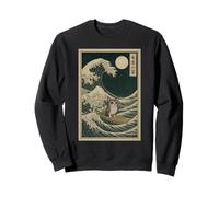 Meowl Great Wave Off Kanagawa - Chat Hibou Brainrot Meme Kids Sweatshirt