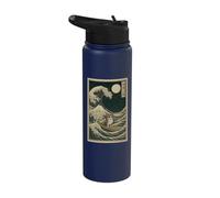 Meowl Great Wave Off Kanagawa - Chat Hibou Brainrot Slang Meme Stainless Steel Insulated Water Bottle