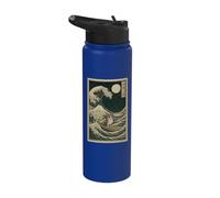 Meowl Great Wave Off Kanagawa - Chat Hibou Brainrot Slang Meme Stainless Steel Insulated Water Bottle