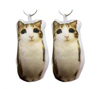 Meowl Lot de 2 breloques en forme de chat en peluche jouant de la voix, porte-clés mignon et drôle, accessoire anti-stress, décoration de sac à dos, cadeau pour les amoureux des chats