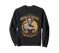 Meowlin Rouge Cat Cabaret de Noël pour Amoureux des Chats Sweatshirt