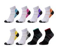 Meowoo 8 Paires Chaussettes de Compression pour Homme et Femme Chaussettes Sport Courte pour Sportive, Cyclisme, Fitness, Voyage (S/M,multicolor)