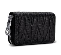 Meowoo Portafoglio Donna in Pelle PU Portamonete Modello Squisito Blocco RFID, Portafoglio Grande Porta Carte Portacarte da Donna (Nero)