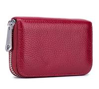 Meowoo Porte Cartes Cuir Blocage RFID, Porte Carte de Crédit Cuir Les Femmes Homme avec 13 Fentes pour Cartes et 2 Fentes Petit Porte Monnaie Cartes de Visite Porte(Rouge)