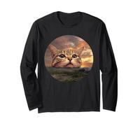 Meowtain Cat Meow Mountain Sunset Funny Big Cats Lovers Manche Longue