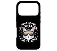 Meowtains are Calling Funny Cat Ski Rétro Coucher de Soleil Hiver Coque pour iPhone 17 Pro