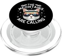 Meowtains are Calling Funny Cat Ski Rétro Coucher de Soleil Hiver PopSockets PopGrip pour MagSafe