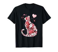 Meowtine's Day Romantic Cat Lovers Floral T-Shirt