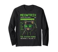 Meowtrix Cat AI Humour Programmateur Meme rétro Manche Longue