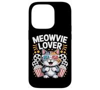 Meowvie Lover Cat Movie Night Lunettes Popcorn 3D Coque pour iPhone 14 Pro
