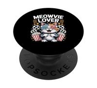 Meowvie Lover Cat Movie Night Lunettes Popcorn 3D PopSockets PopGrip Adhésif