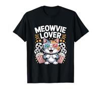 Meowvie Lover Cat Movie Night Lunettes Popcorn 3D T-Shirt