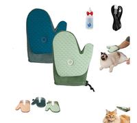 Meowvo All-inOne Grooming Mist Glove for Pets, Anti-Static Double Sided Pet Grooming Gloves with Spray, 3-in-1 Self-Cleaning Brush and Hydrating Spray Glove for Dogs & Cats (Green+Blue)