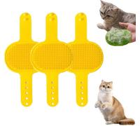Meowvo Silicone Grooming Strap Pad for Cats, Silicone Grooming Strap Pad, 2-in-1 Self-Cleaning brush, For Climbing Frames Table, Adjustable Scratching Post Cover Protector, Easy to Use (Yellow*3)