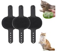 Meowvo Silicone Grooming Strap Pad for Cats, Silicone Grooming Strap Pad, 2-in-1 Self-Cleaning brush, For Climbing Frames Table, Adjustable Scratching Post Cover Protector, Easy to Use (Black*3)