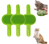 Meowvo Silicone Grooming Strap Pad for Cats, Silicone Grooming Strap Pad, 2-in-1 Self-Cleaning brush, For Climbing Frames Table, Adjustable Scratching Post Cover Protector, Easy to Use (Green*3)
