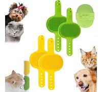 Meowvo Silicone Grooming Strap Pad for Cats, Silicone Grooming Strap Pad - 2-in-1 Self-Groomer, Adjustable Silicones Pet Grooming Tool for Climbing Frames Table Legs (Green+Yellow)