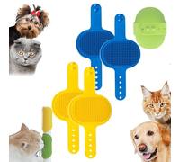 Meowvo Silicone Grooming Strap Pad for Cats, Silicone Grooming Strap Pad - 2-in-1 Self-Groomer, Adjustable Silicones Pet Grooming Tool for Climbing Frames Table Legs (Blue+Yellow)