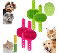 Meowvo Silicone Grooming Strap Pad for Cats, Silicone Grooming Strap Pad - 2-in-1 Self-Groomer, Adjustable Silicones Pet Grooming Tool for Climbing Frames Table Legs (Green+Red)