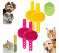 Meowvo Silicone Grooming Strap Pad for Cats, Silicone Grooming Strap Pad - 2-in-1 Self-Groomer, Adjustable Silicones Pet Grooming Tool for Climbing Frames Table Legs (Yellow+Red)
