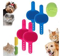 Meowvo Silicone Grooming Strap Pad for Cats, Silicone Grooming Strap Pad - 2-in-1 Self-Groomer, Adjustable Silicones Pet Grooming Tool for Climbing Frames Table Legs (Blue+Red)