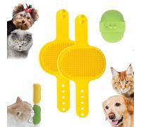Meowvo Silicone Grooming Strap Pad for Cats, Silicone Grooming Strap Pad - 2-in-1 Self-Groomer, Adjustable Silicones Pet Grooming Tool for Climbing Frames Table Legs (Yellow)