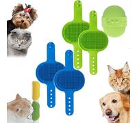 Meowvo Silicone Grooming Strap Pad for Cats, Silicone Grooming Strap Pad - 2-in-1 Self-Groomer, Adjustable Silicones Pet Grooming Tool for Climbing Frames Table Legs (Green+Blue)