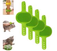 Meowvo Silicone Grooming Strap Pad for Cats, Silicone Grooming Strap Pad - 2-in-1 Self-Groomer, Cats Self Groomer for Indoor Cat, Adjustable Silicones Cats Brush, fors Indoor Using (green,4 pcs)