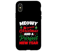 Meowy Christmas and Purfecr Mew Year Funny Cat Xmas Coque pour iPhone X/XS