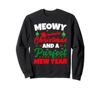 Meowy Christmas and Purfecr Mew Year Funny Cat Xmas Sweatshirt