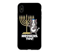 Meowzel Tov Cadeau Humoristique pour Amoureux des Chats juifs Hanukkah Coque pour iPhone XS Max