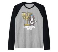 Meowzel Tov Cadeau Humoristique pour Amoureux des Chats juifs Hanukkah Manche Raglan