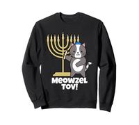 Meowzel Tov Cadeau Humoristique pour Amoureux des Chats juifs Hanukkah Sweatshirt