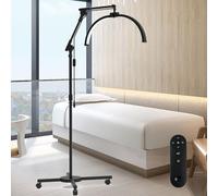 MeoYlaery Lampe Extension De Cils, LED Demi Lune, Lampe de Cils sur Pied avec Tête Réglable à 360°, 3000K-6000K, Esthétique Professionnel Avec Support pour Téléphone pour Tattoo, Maquilleurs