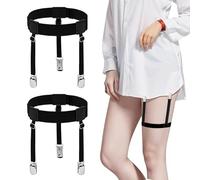 MeoZynxadril 2 Pièces Porte Chemises pour Homme et Femme, Réglable Shirt Stays, Élastique Pince Chemise, Avec Blocage Antidérapant, Bretelles Chemise Porte, pour Mariag, Police, Militaire