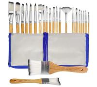 MeoZynxadril 24 Pièces Painting Brush Set, Nylon Pinceau, Ensemble Pinceaux de Peinture, Pinceaux Peinture Acrylique, avec Sac de Rangement, pour Acrylique, Aquarelle, Gouache et Huile