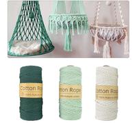 MeoZynxadril 3 Pièces Corde Macramé, Macrame Corde 3mm x 100m, DIY Fil Macramé, Corde Macaron, Corde Tressée Macramé, pour Bricolage, Artisanat, Suspension Murale, Tapisserie, Décoration Boho