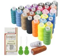 MeoZynxadril 30 Pièces Fil à Coudre Kit, Fil Couture, 250 Yards Fil Machine a Coudre, Mini Fil à Coudre, Avec 2 Enfile Aiguille et 16 Aiguilles, pour Machine à Coudre et Broderie à la Main