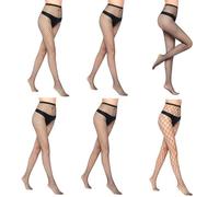 MeoZynxadril 6 Pairs Collant Resille Noir, Sexy Élastique Collants Résille, Collants Résille Femme, Taille Haute Leggings en Résille, Collants en Filet, pour Cosplay Accessoires Quotidiens
